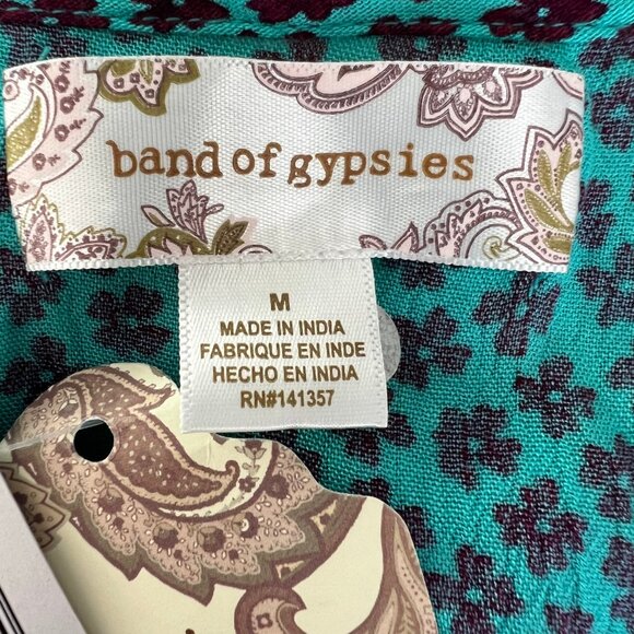 Band of Gypsies Women's Size M Teal/Black Martinique Floral Maxi Wrap Dress - Picture 12 of 14